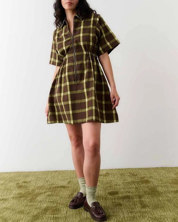 Noble Utility Dress in chocolate plaid