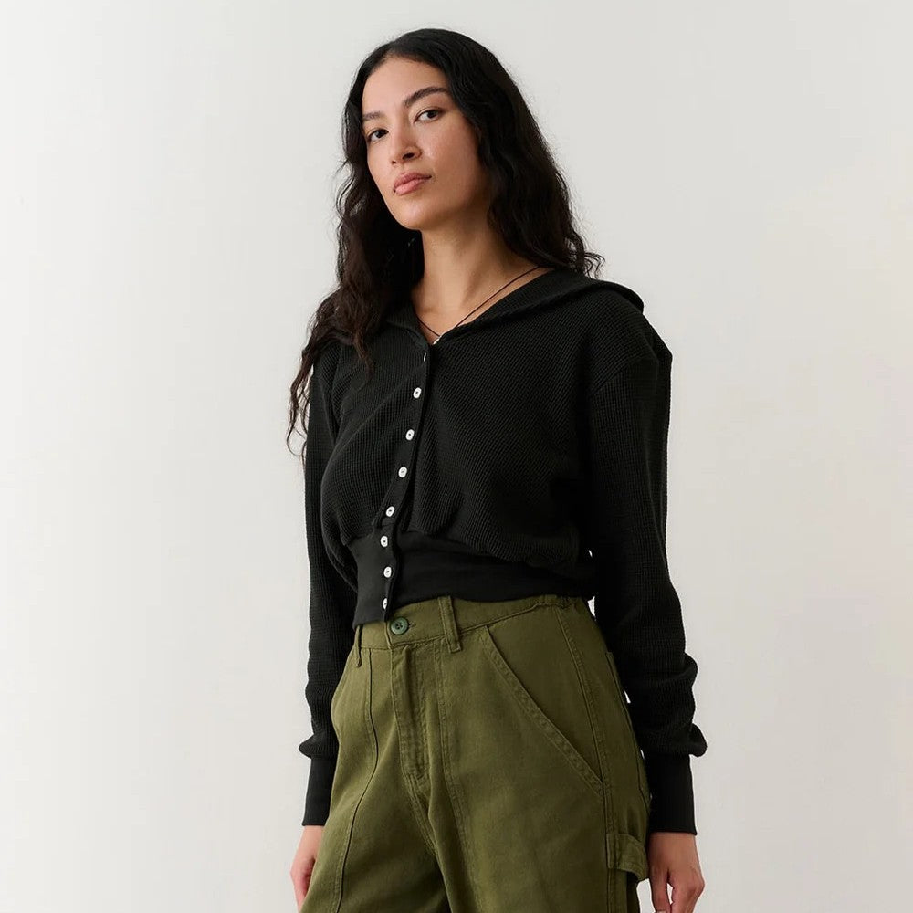 Noble black ash waffle sailor cardigan