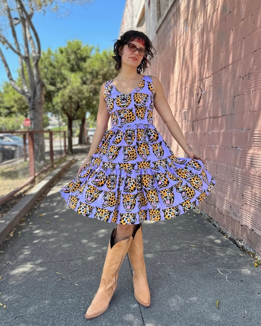 Nooworks Western Dress Cheetah Head paired with cowboy boots