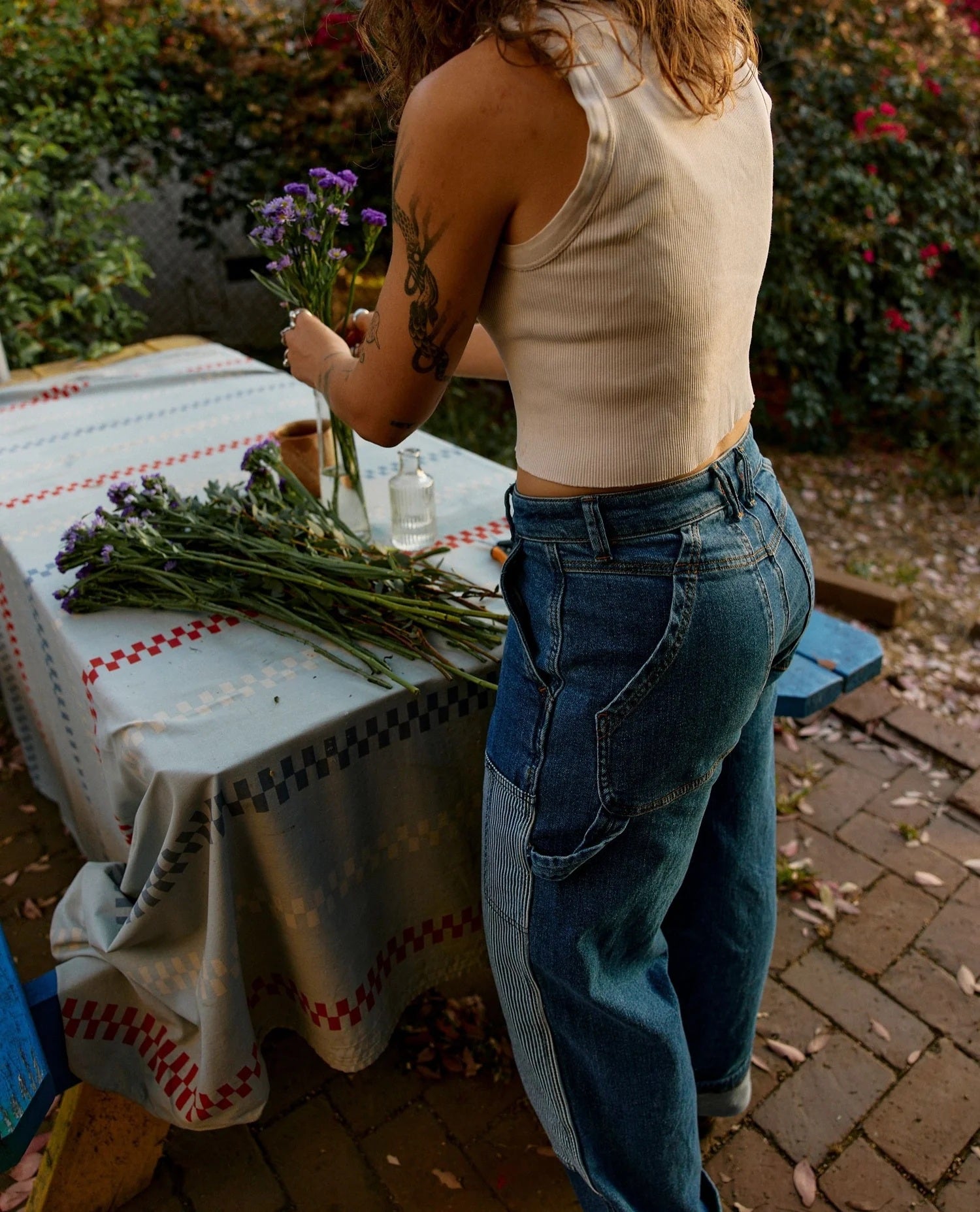 Ripton women's indigo utility jeans in Emotional Baggage.