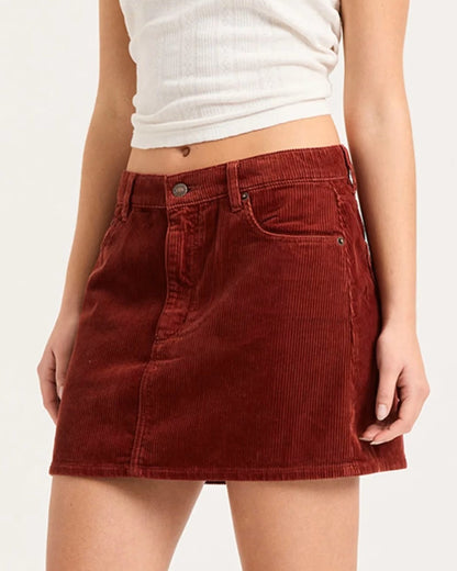 Corduroy Mini Skirt, Burnt Sienna