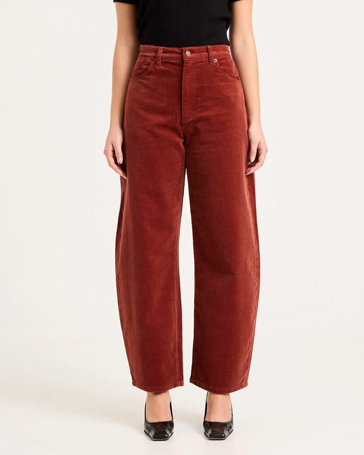 Rollas gigi barrel corduroy pants in burnt sienna