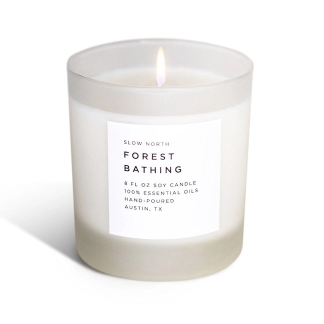 Forest Bathing pine essential oil scented soy candle by Slow North