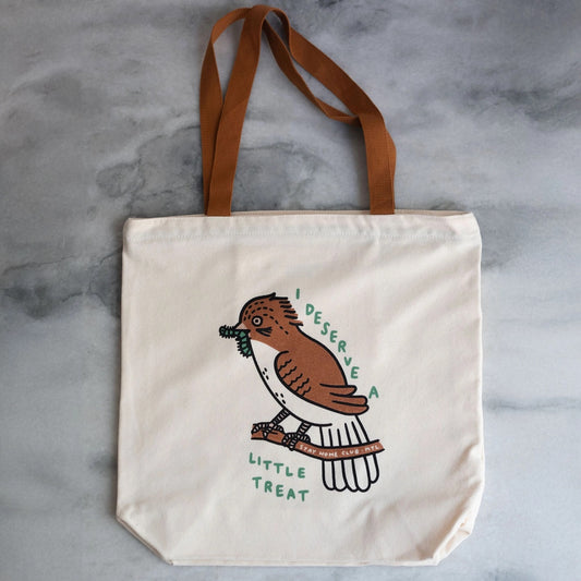Deserve a Little Treat zipper tote bag by Stay Home Club