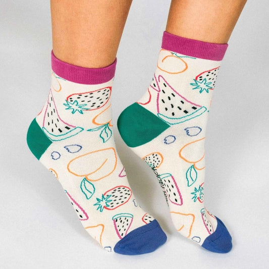 Favorite Fruits ankle sock by Tailored Union at Clad, a sustainable clothing boutique in Asheville, NC