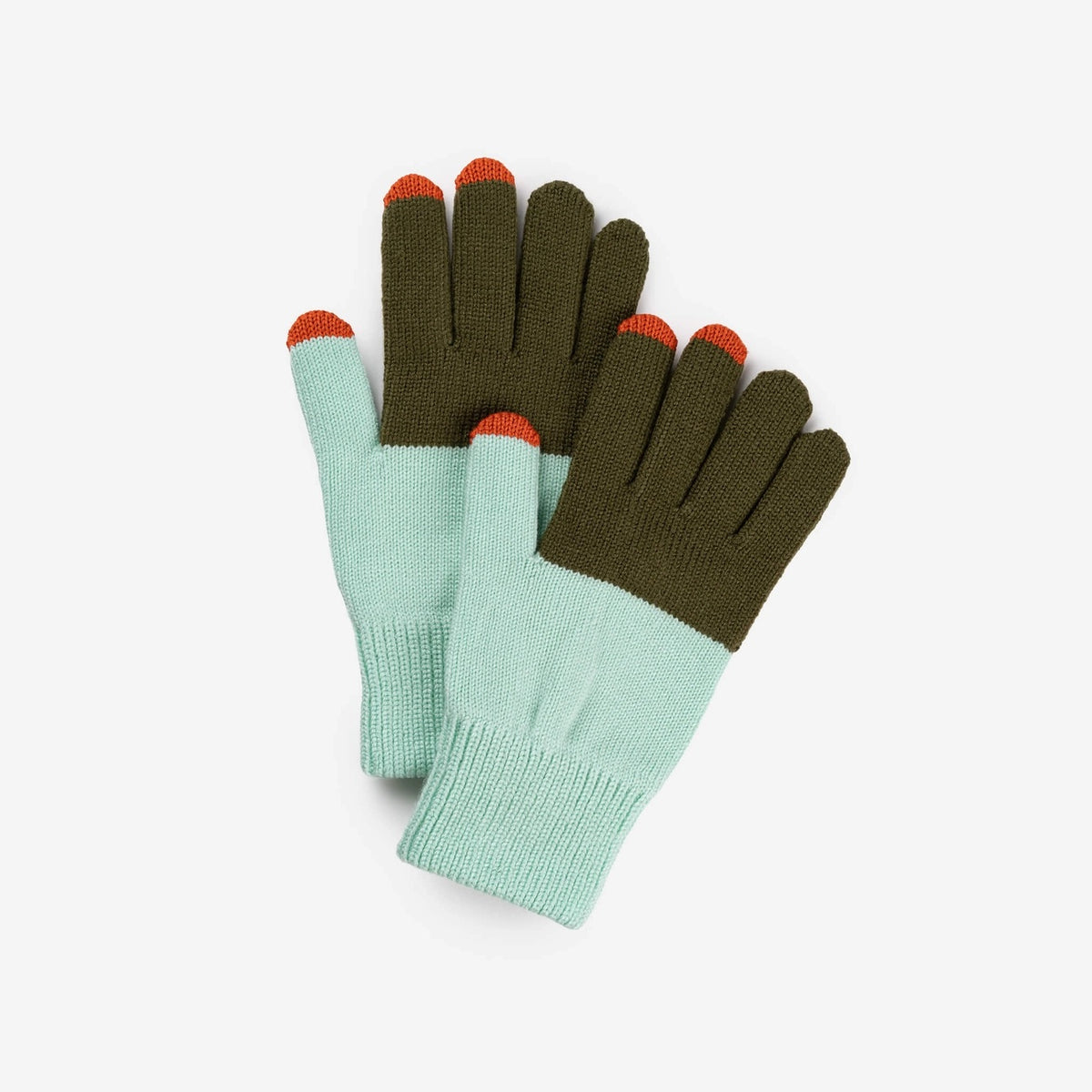 moss and jade green touchscreen knit gloves from Verloop