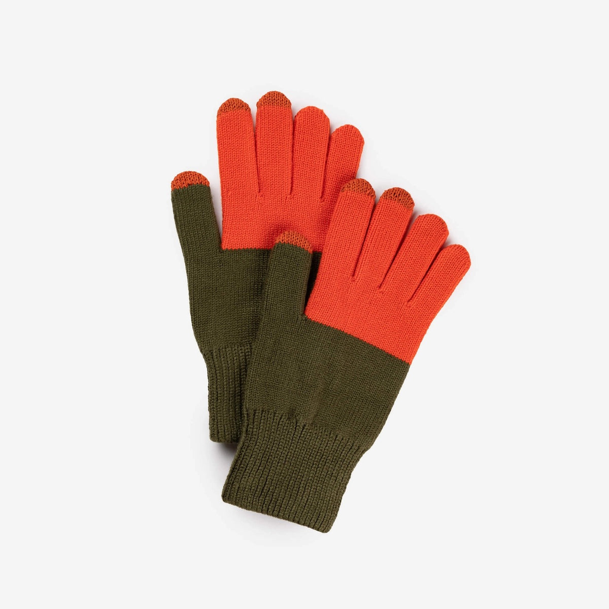 moss and poppy green touchscreen knit gloves from Verloop