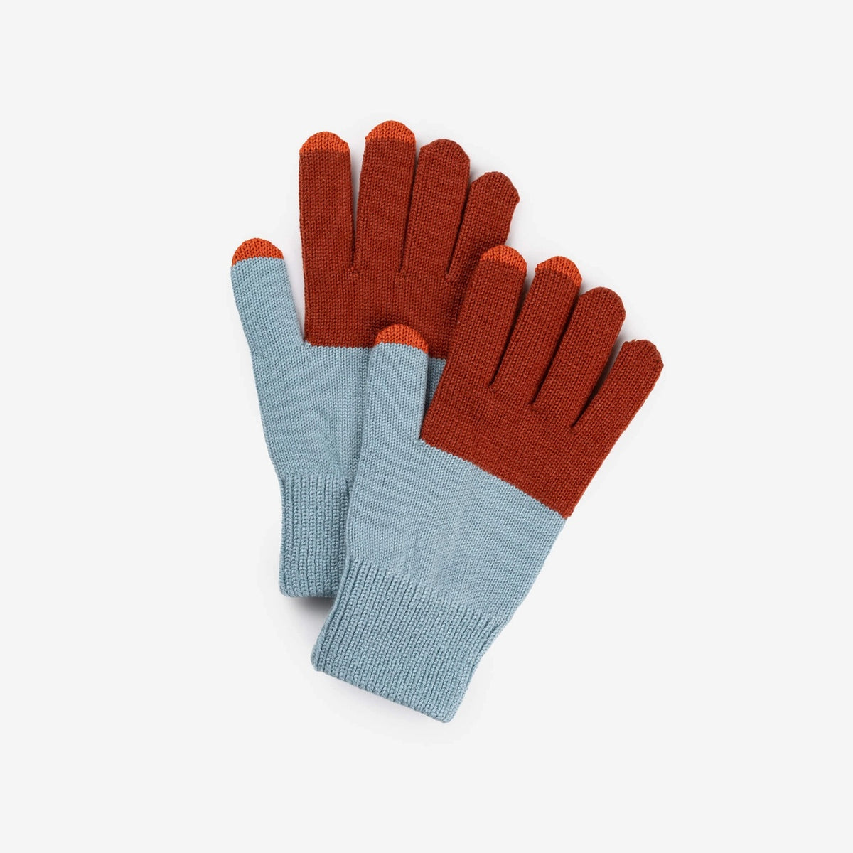 stone blue and rust touchscreen knit gloves from Verloop