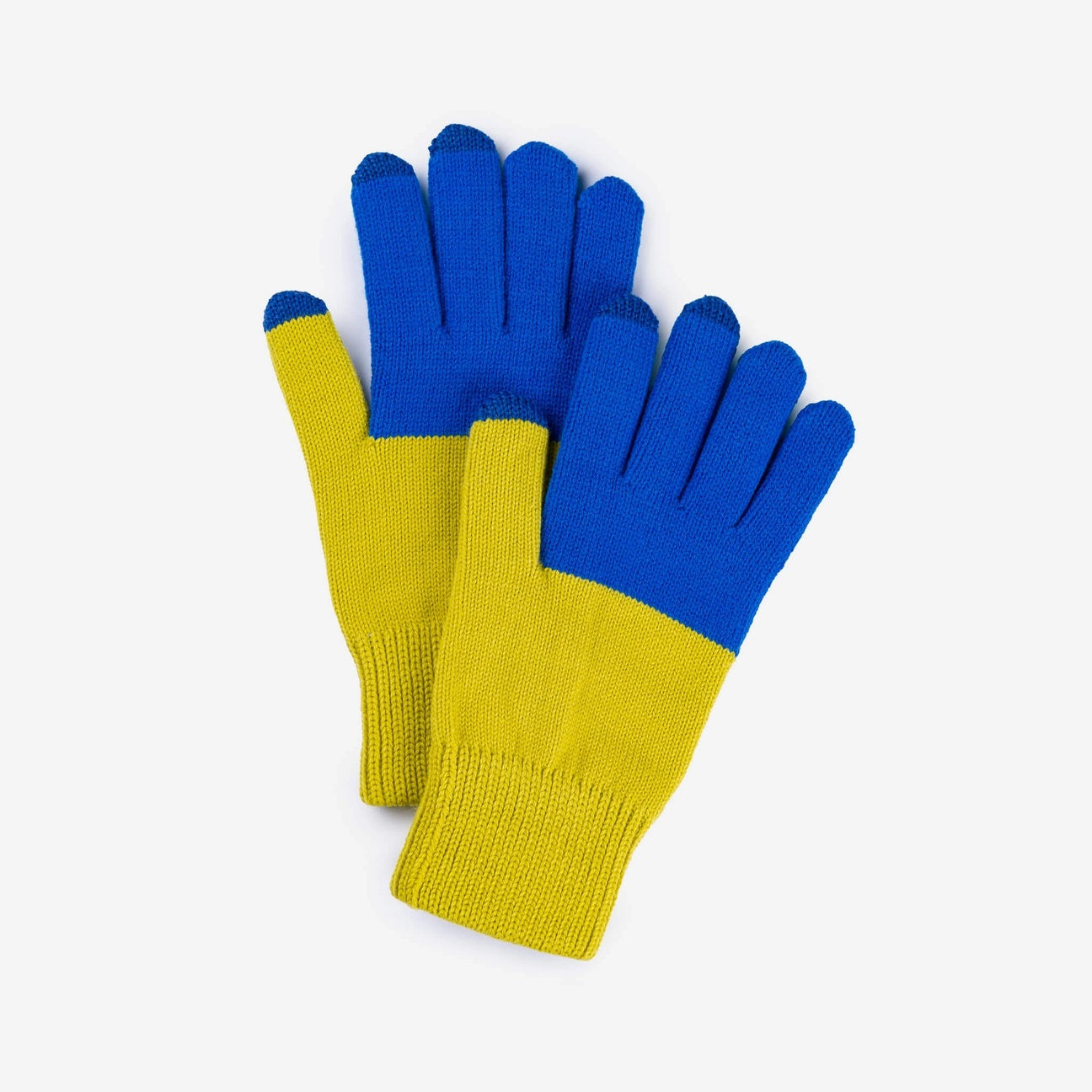 Verloop touchscreen colorblock gloves in olive green and cobalt blue