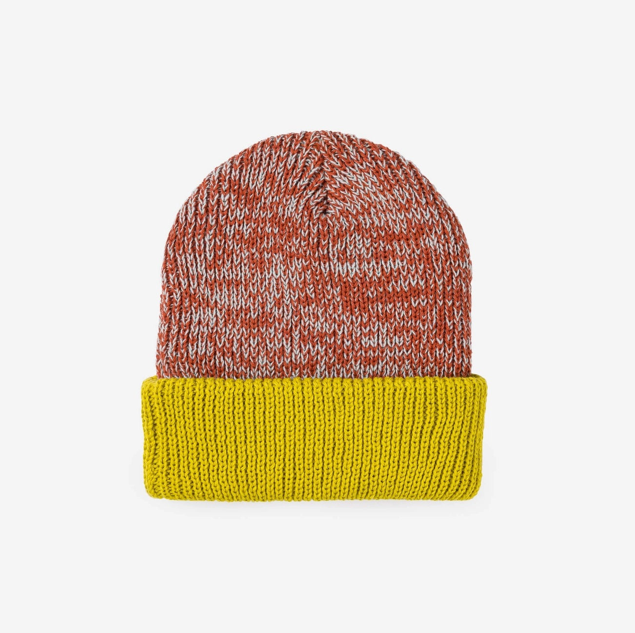 Jade and rust colorblock knit beanie by Verloop at slow fashion boutique Clad in Asheville, NC