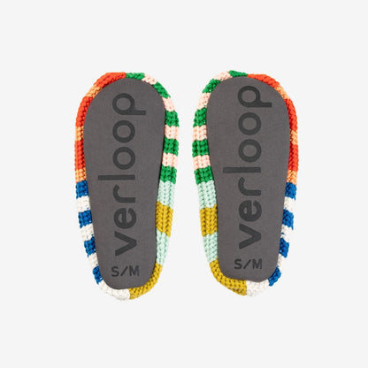 Patchwork knit slippers by Verloop at Clad, a sustainable slow fashoin clothing boutique in Asheville, NC