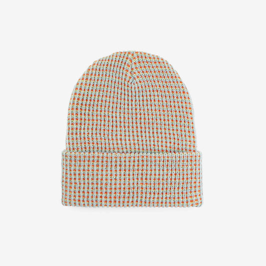Stone blue knit grid beanie by Verloop