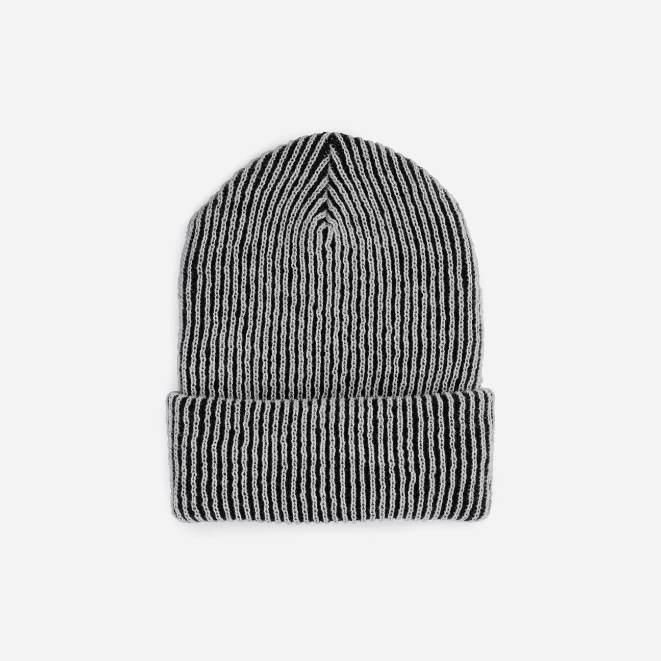 Black and white rib knit stripe beanie by Verloop