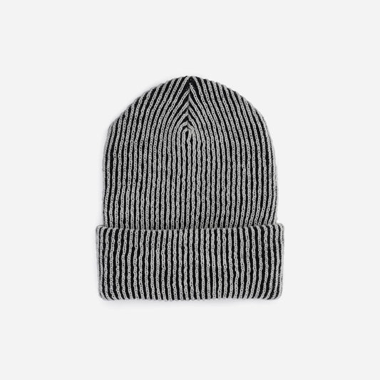 Black and white rib knit stripe beanie by Verloop