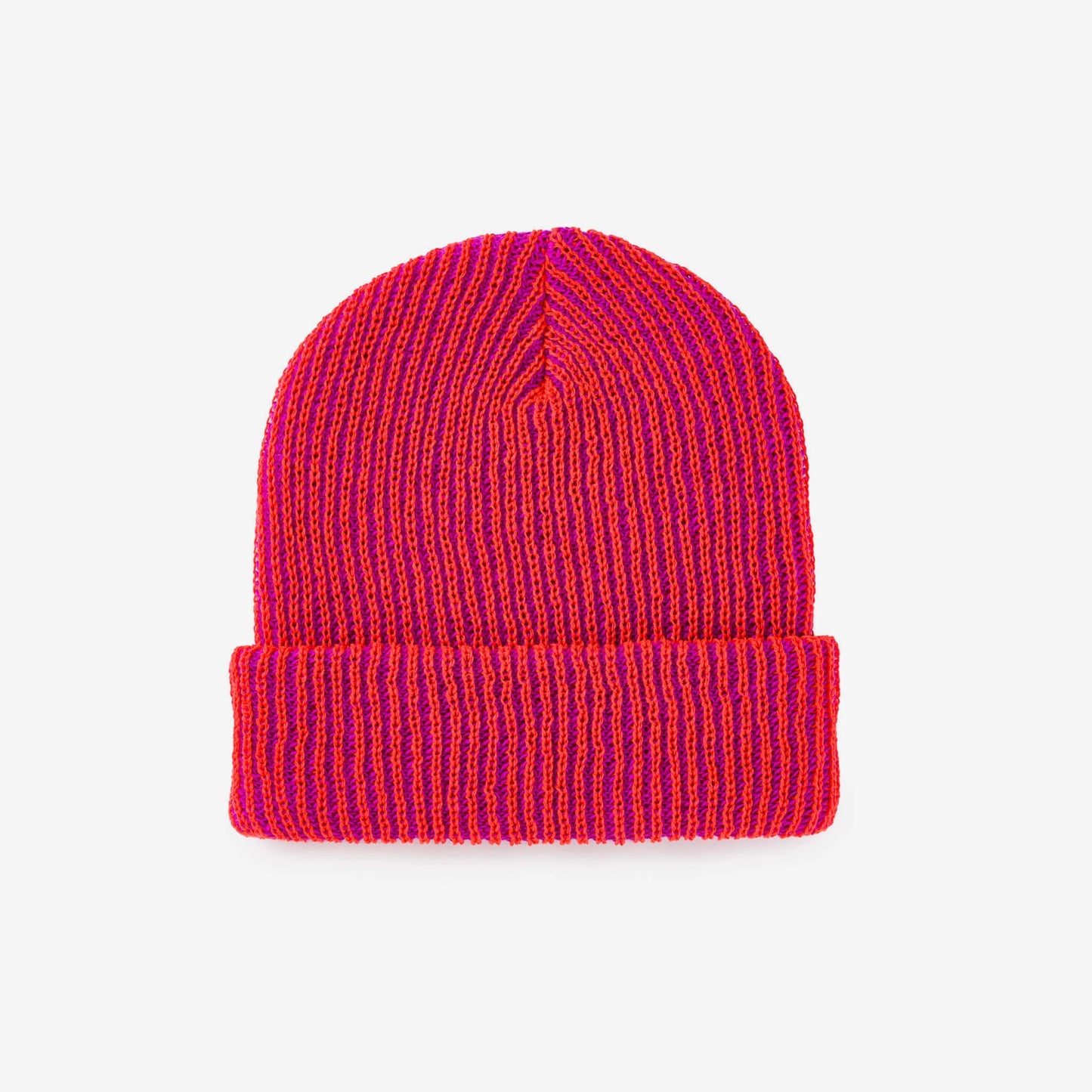 Poppy magenta rib knit beanie made from deadstock yarn by Verloop Knits.