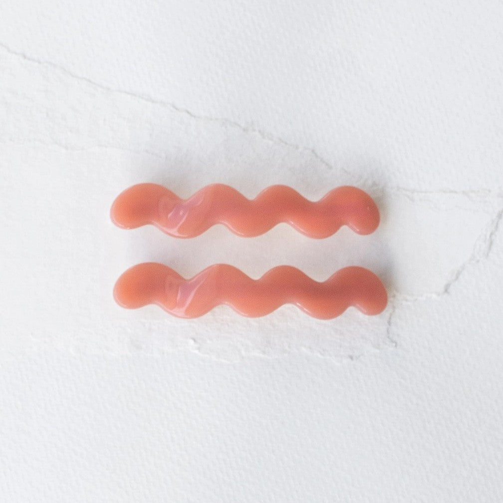 Coral pink wavy hair clips