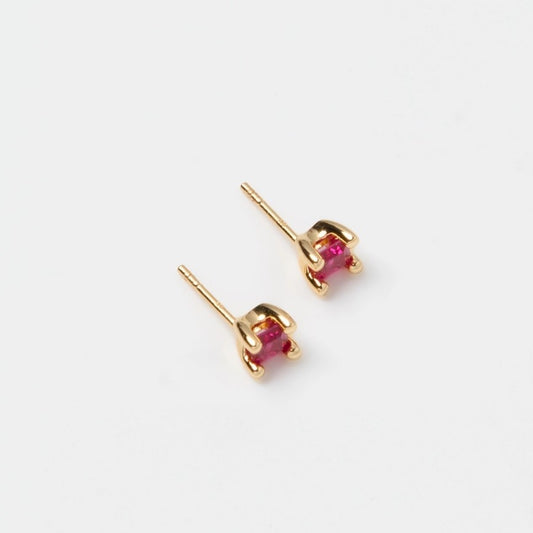 Wolf Circus pink ruby gemstone stud earrings at Clad, a sustainable clothing store in Asheville, NC