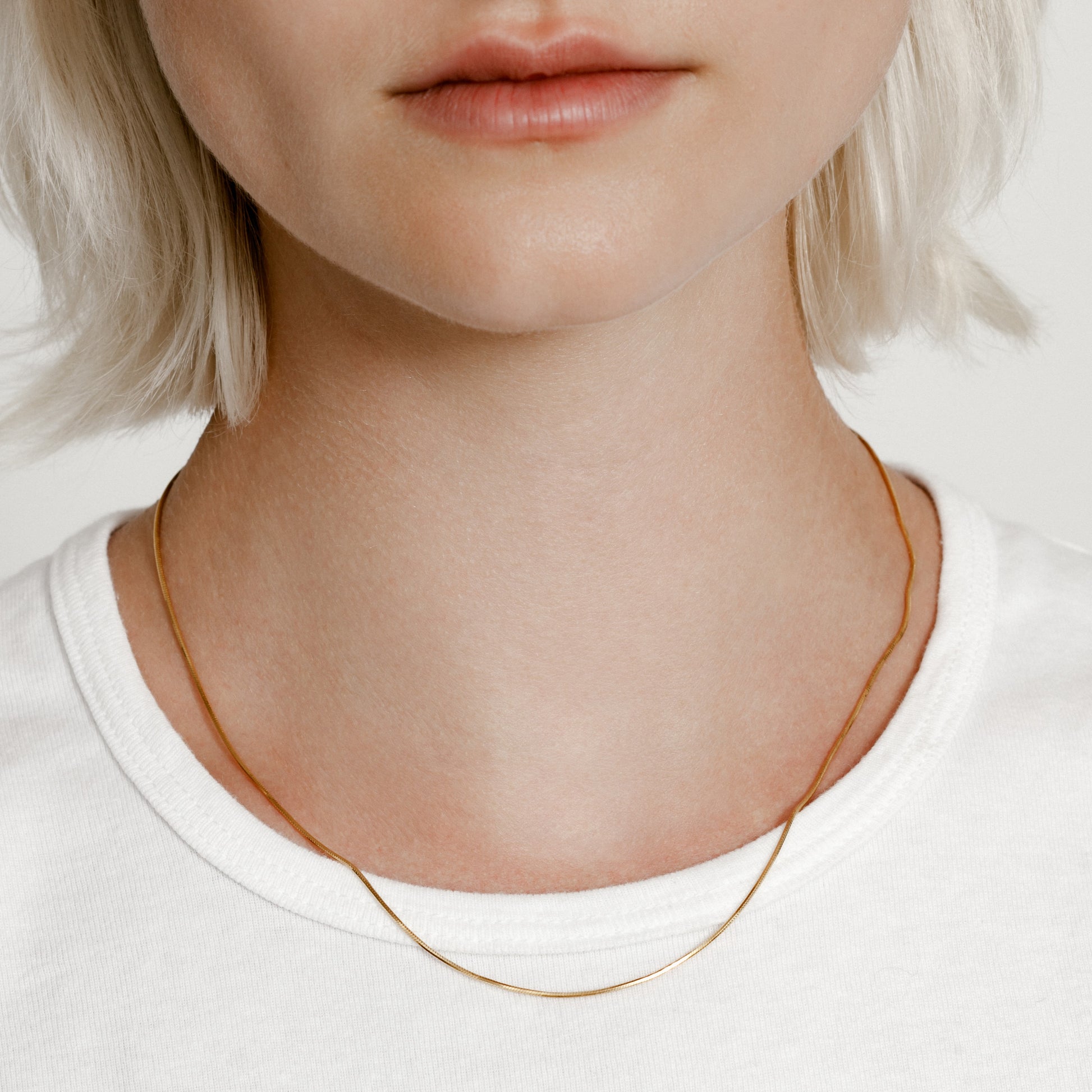 An everyday gold snake style chain Sylvie necklace by Wolf Circus.