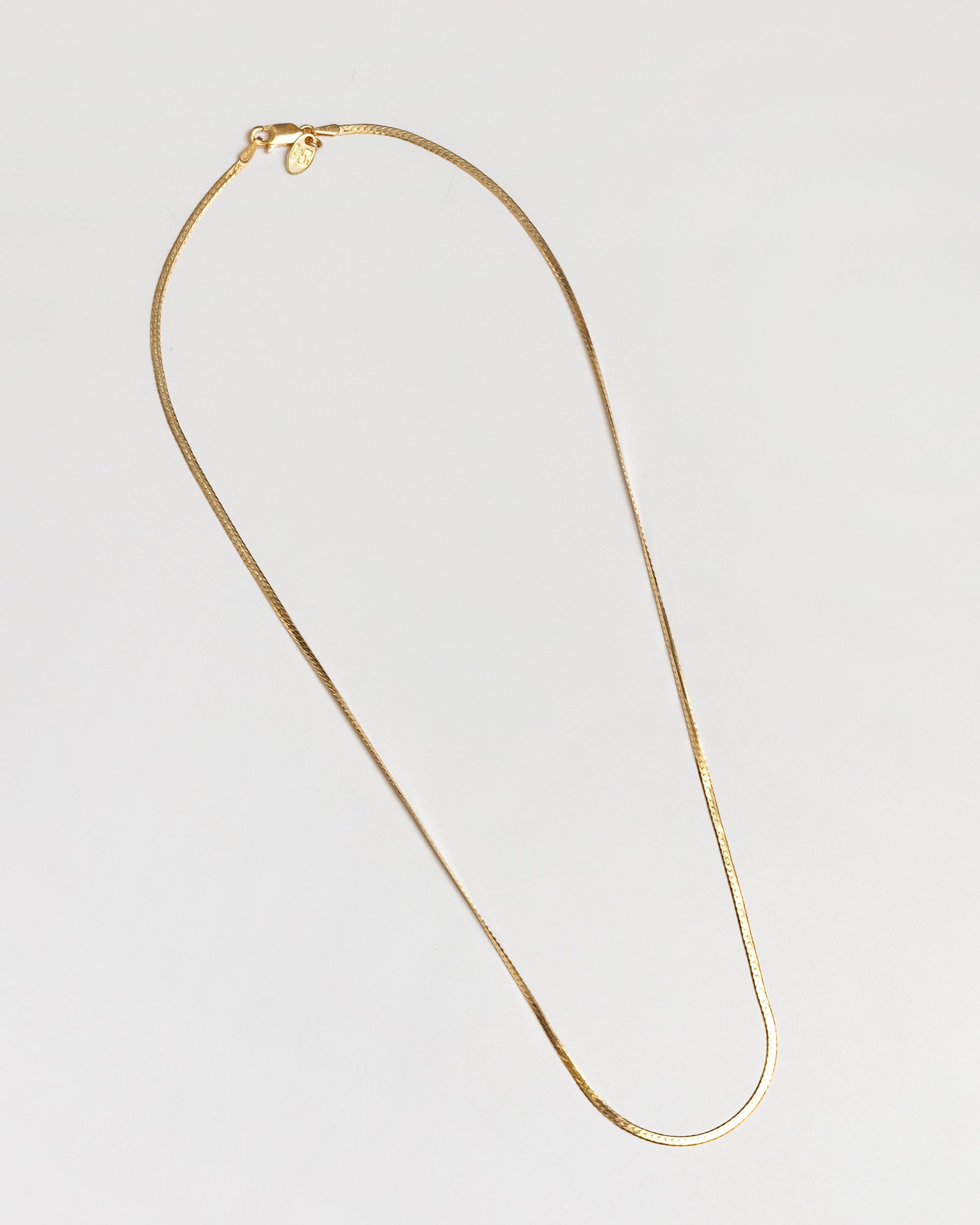 A thin herringbone gold chain necklace for everyday wear by Wolf Circus.